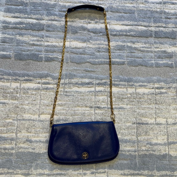 Tory Butch Robinson blue clutch/crossbody - Picture 1 of 13